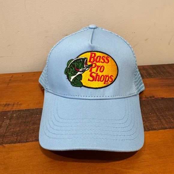 Bass Pro Shops Other - Bass Pro Shops Trucker Hat Mesh Snapback Light Blue Gone Fishing Logo Cap